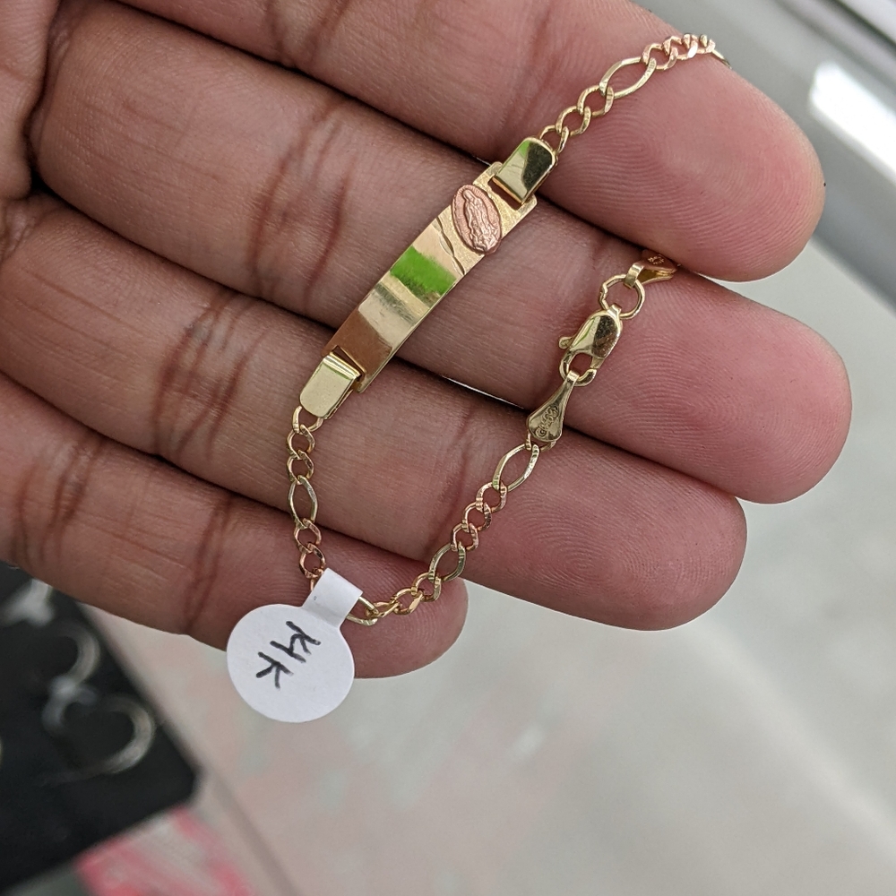 14kt Real Gold Figaro ID Bracelet